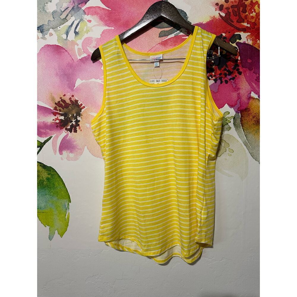 LuLaRue - Tank Top - Yellow and White Stripes - Size 2XL - Plus Size